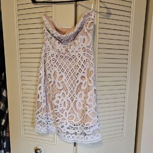 White Lace Strapless Dress
